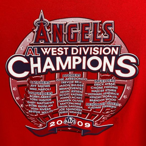 Anaheim Angels 2009 West Division Champions MLB Red Men's T-Shirt Size L - Picture 6 of 8
